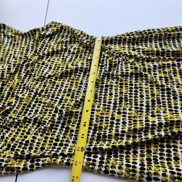 Calvin Klein Green Black Dot Printed Sleeveless Career Sheath Dress Rutched M - Picture 11 of 14